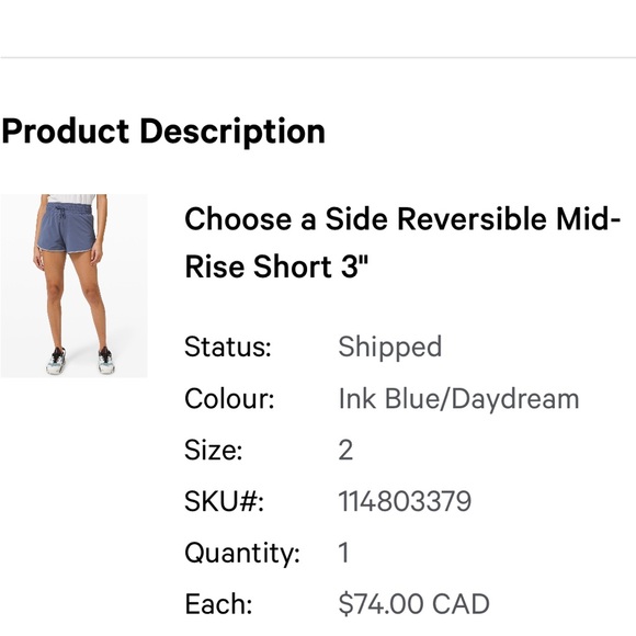 Lululemon Choose a Side, reversible shorts in size 2. Ink blue/daydream. - Picture 2 of 8